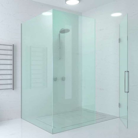 Frameless shower enclosure