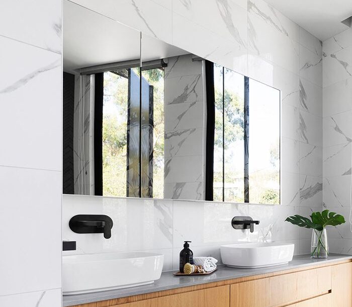 Three panel bathroom mirror